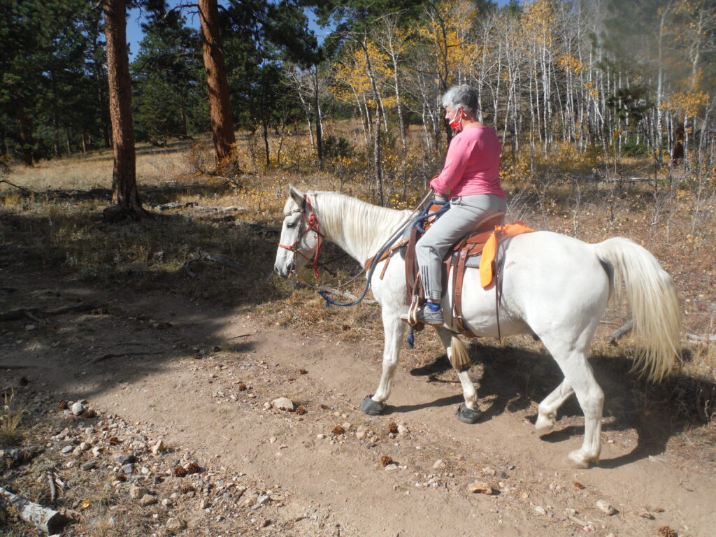 Friend riding my horse, Washoe.